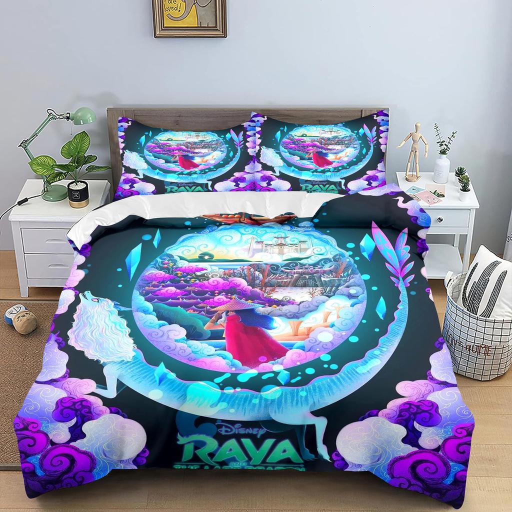 Raya And The Last Drag Comforte Bedroom Printed Cartoon Quilt Cover Bedding Set With Pillowcase Suitable For Children And Adults