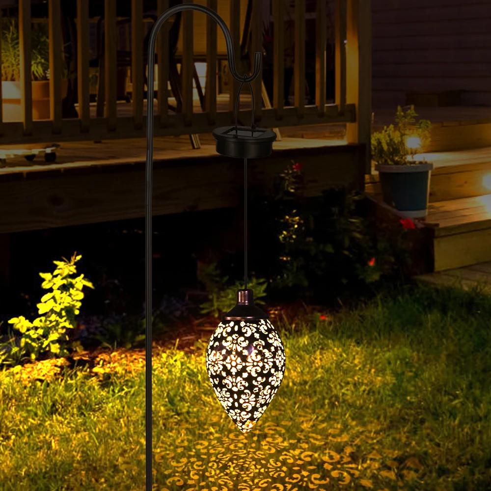 Hanging Solar Lights LED Garden Lights Metal Lamp Waterproof Weather Resistant Metal Garden Holiday Christmas Festival Decor