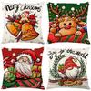 Pattern Of Santa Claus' Reindeer Throw Pillow Cover With Short Plush Print For Living Room Sofa Decoration Cushion Cover