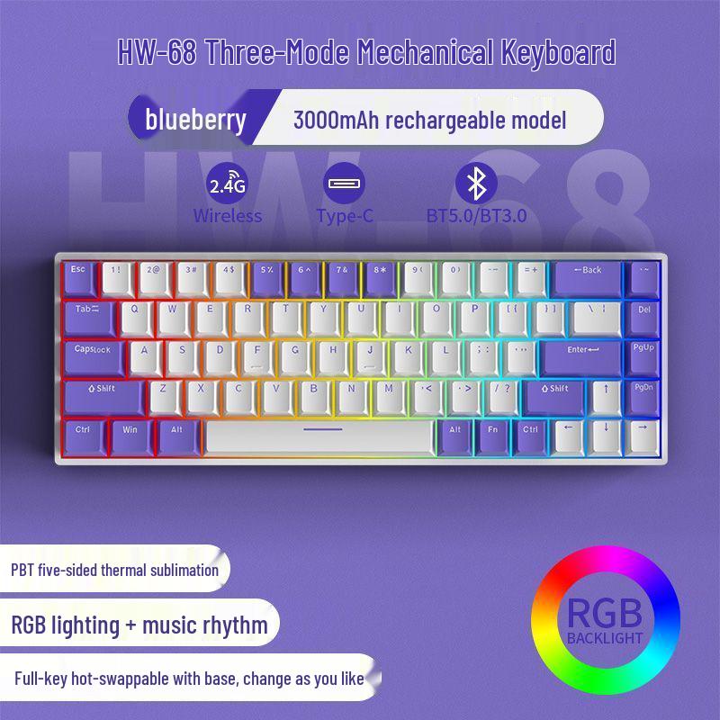 61-Key Mini Mechanical Keyboard with Three-Mode Wireless Bluetooth, Red Tea Switch for Laptop Gaming & Office
