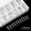 550pcs Seamless Frosted Nail Tips: Water Drop, Trapezoid, Oval Almond Shapes with Foldable White Box