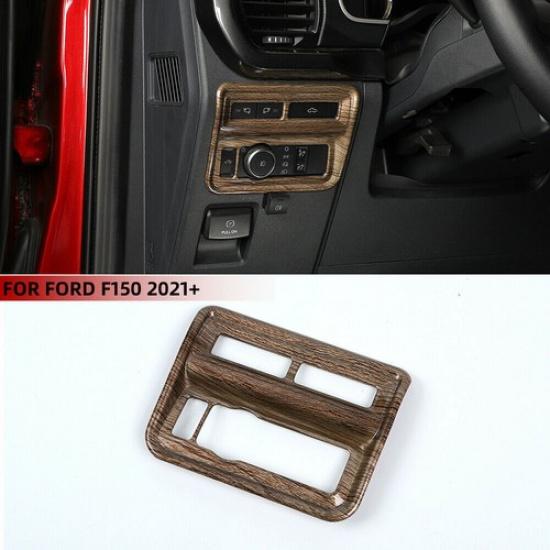 For - Ford F150 F-150 ABS Wood Grain Headlight Switch Panel Cover Trim