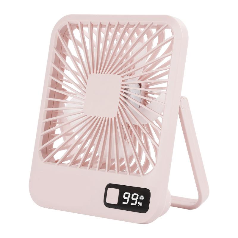 New ultra-thin fan Mini portable office with strong wind Desk Fan Portable USB Rechargeable Fan With Power Display 5 Speeds