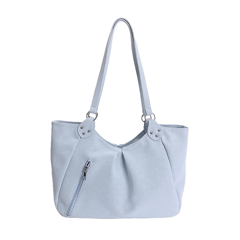 Vintage Pu Tote Bag Casual Students Purse 2026 New Large Capacity Shoulder Bag Polka Dot Zipper Commuting Handbag For Women