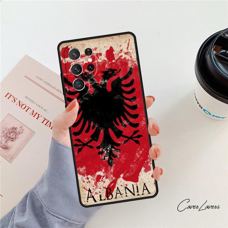 Albanian Flag Eagle phone case For Samsung Galaxy S24 S25 S23 S22 Ultra Note 10 20 Plus S20 S21 FE Cover