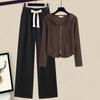 Women's Slimming Casual Hooded Zip-Up Sweatshirt & Wide-Leg Pants Set