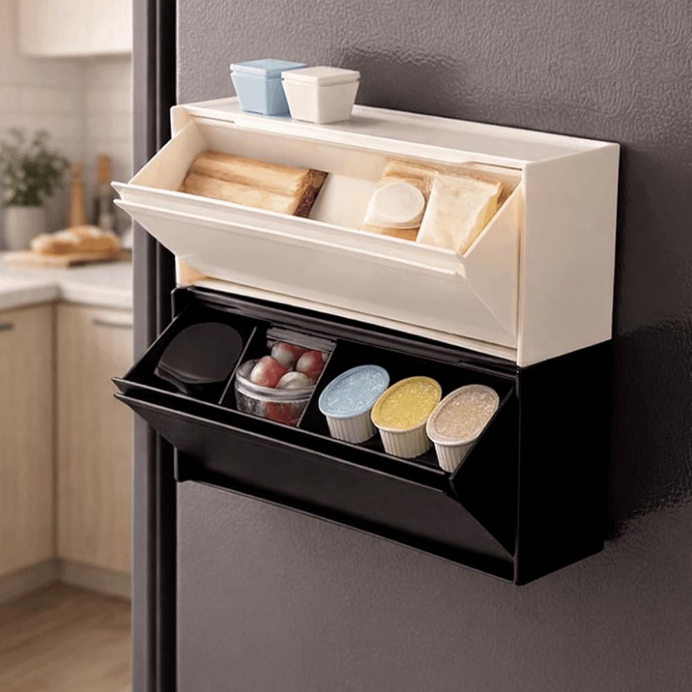 Plastic Magnetic Refrigerator Storage Box Wall Mounted Side Hanging Storage Rack Bathroom