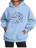 Women's Fall/Winter Warm Print Oversized Hooded Sweatshirt Women's Fashion Fleece-Lined Hoodie Female Sweatshirt