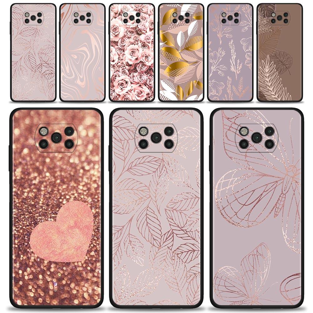 

Розовый блестящий чехол для телефона для Xiaomi Mi Poco X3 Pro F3 X3 GT M3 X3 NFC F1 M3 Pro 5G F3 GT, черный мягкий силиконовый чехол Coque Shell