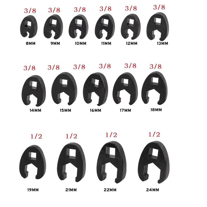 A03F-15Pcs 8-24Mm Crow Foot Open End