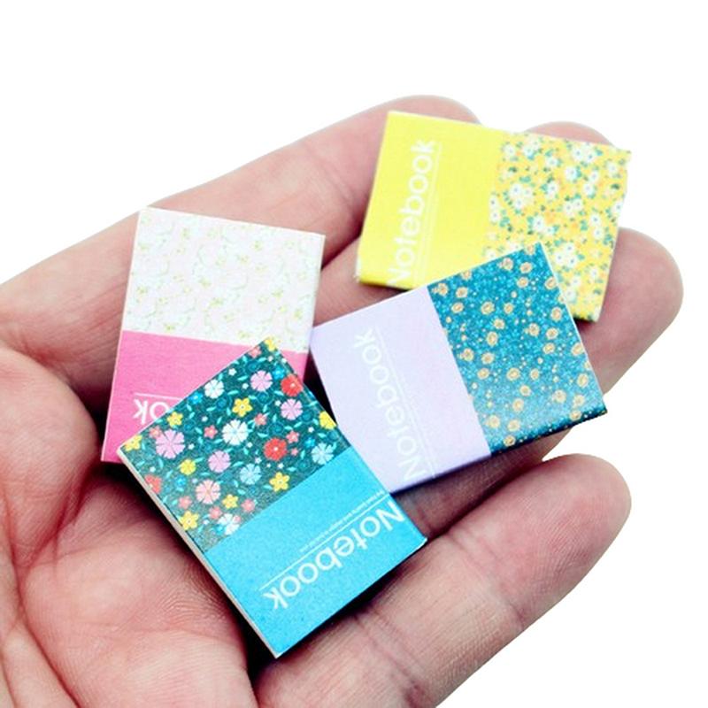 4Pcs/Set Mini Exercise Book Notebook Model For Dollhouse Study Scene Decor Accessories Kids Pretend Play Toy Kid Friendly Entertaining Fun Safe