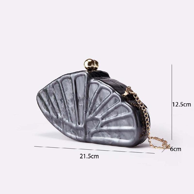 Women's Luxury Crossbody Bag Shell Fan-shaped Acrylic Fashion Wedding Evening Bag Clutch Shell Purse Clutch Shoulder Pearl Bag