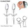 925 Sterling Silver Ear Needle Fashion Hoop Earrings White Crystal Luxury Women's Silver Earrings Wedding Women's Jewelry Gift