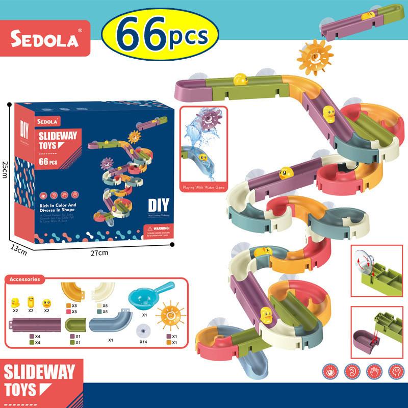 Bathroom Kids Water Slide Wall Track Toy Set With Diy Construction For Sensory Play And Parentchild Interaction