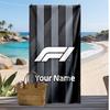 Asciugamano da Spiaggia Personalizzato F1, Stampa il Tuo Nome Testo Asciugamano Leggero Assorbente per Nuoto Viaggio