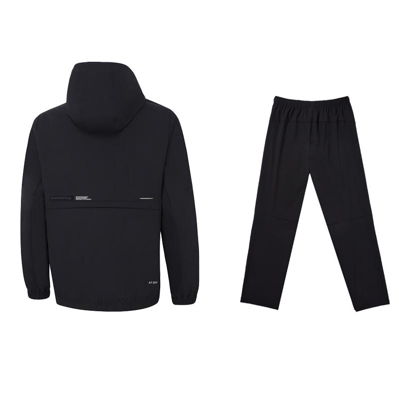 Li-Ning Mode Leichte Kapuzenjacke Laufen Schlicht Bequem Lange Hose Lässiger Sportanzug Unisex Sportanzug Schwarz AFDUD69#W