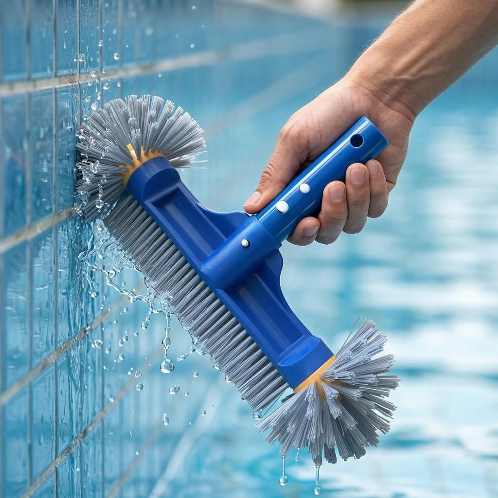 Swimming Pool Cleaning Brush With Detachable Ball Brush, Specially Designed Pool Brush Back, Universal Handle.