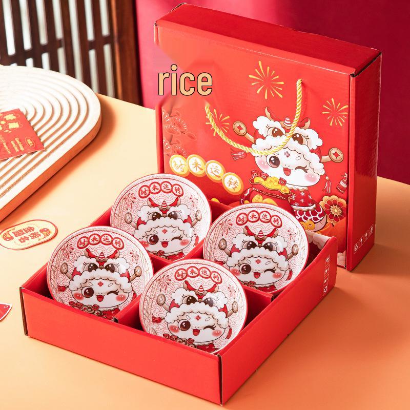 Retro Vintage Ceramic Dinnerware Set: Bowls, Plates, Dishes, Chopsticks in Gift Box - Sophisticated Small Souvenir.