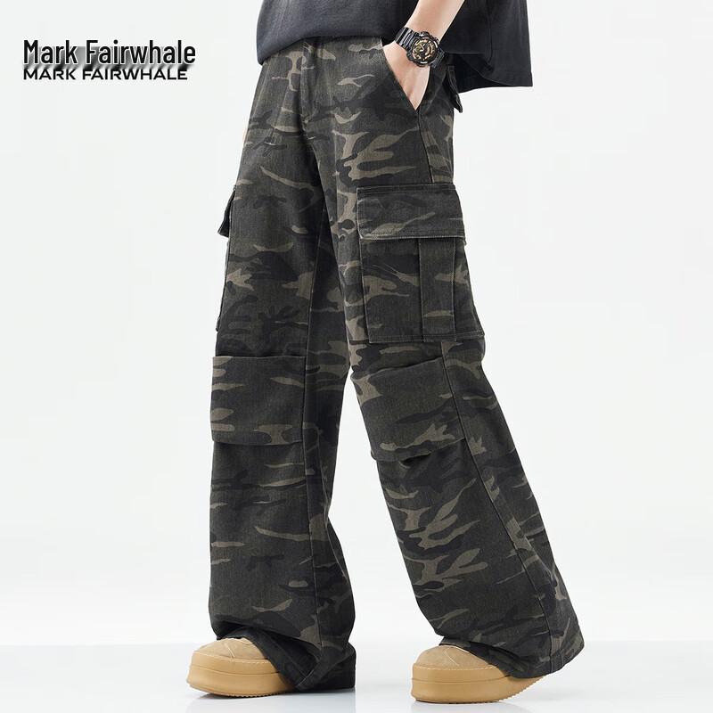 Mark Fairwhale Men's Camouflage Loose Straight Cargo Pants