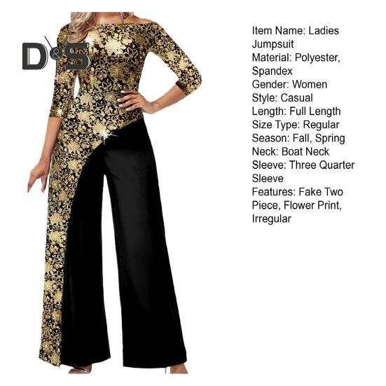 Женский комбинезон с лоскутным цветочным принтом — фото 7