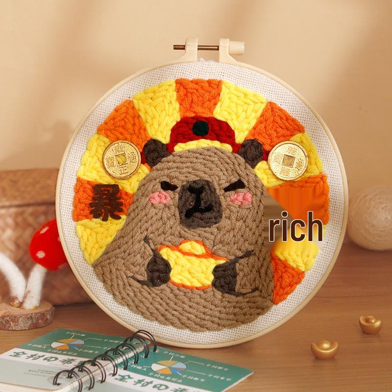 DIY Russian Punch Needle Kit: Couple Ornament Wool Painting Set