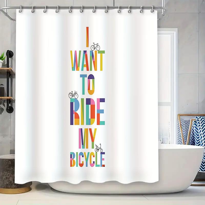 

Vintage Bicycle Shower Curtain Waterproof Farmhouse Rustic Cycling Decor Bathroom Set Nature Landscape Art Print Home Textile W60H190(CM)-1 Pcs