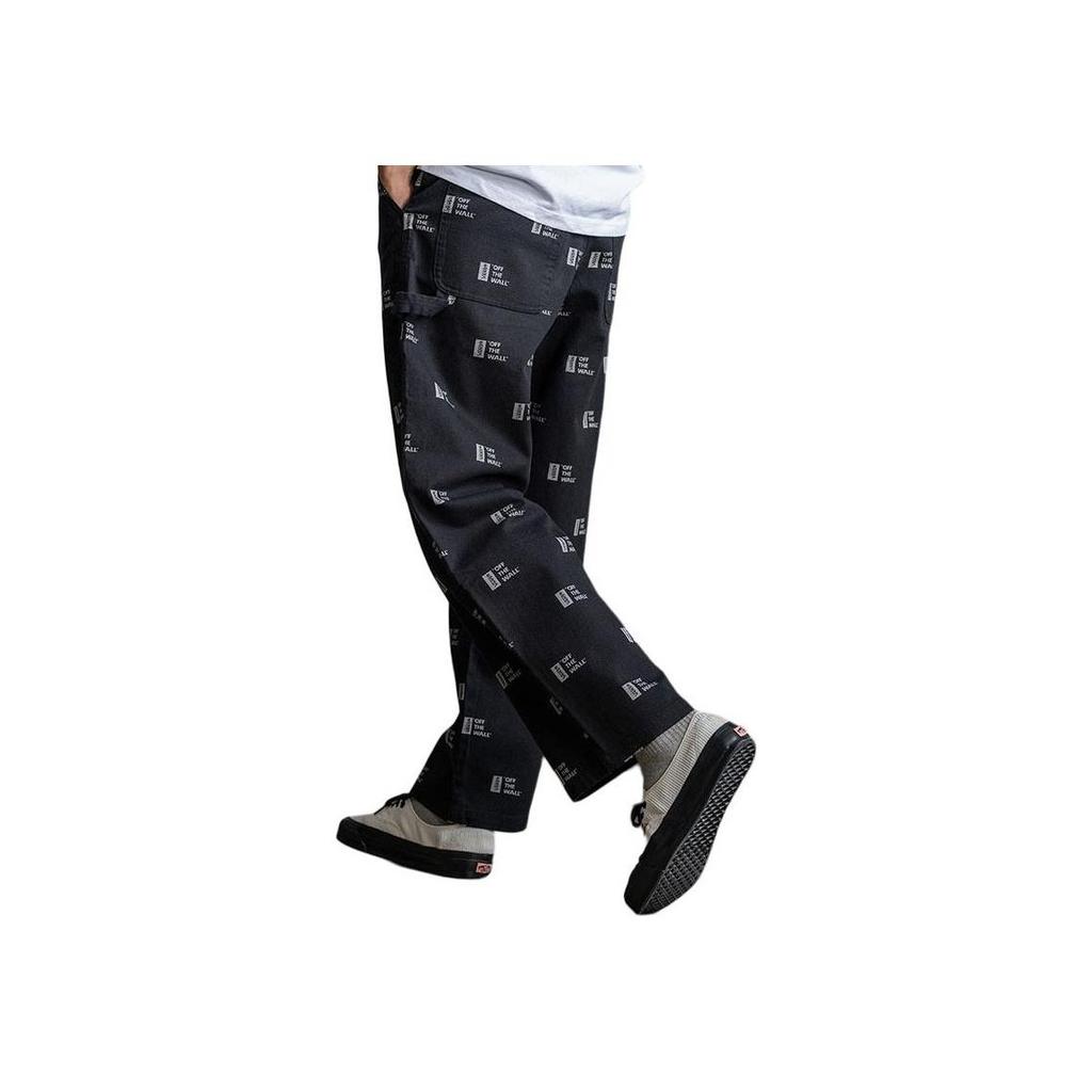 Vans Allover Logo Loose Straight Leg Workwear Pants Black Unisex VN000GQBCRG