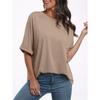 Women's Crew Neck Short Sleeve Loose Fit Tunic Top Solid Color Casual Tee Blouse