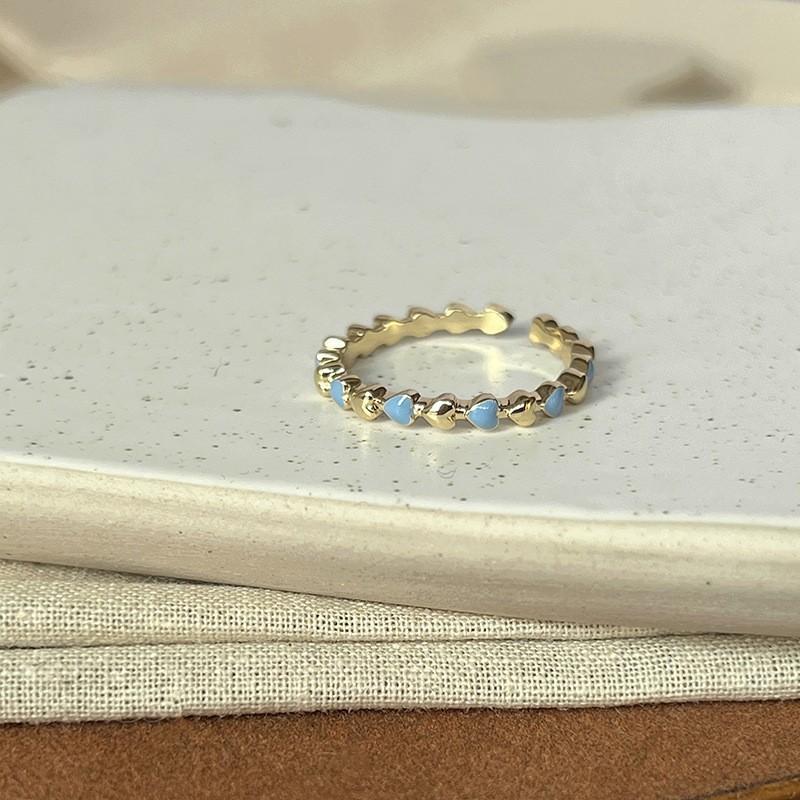 Stunning Glacier Mint Blue Enamel Ring Featuring Unique Floral Design For Women