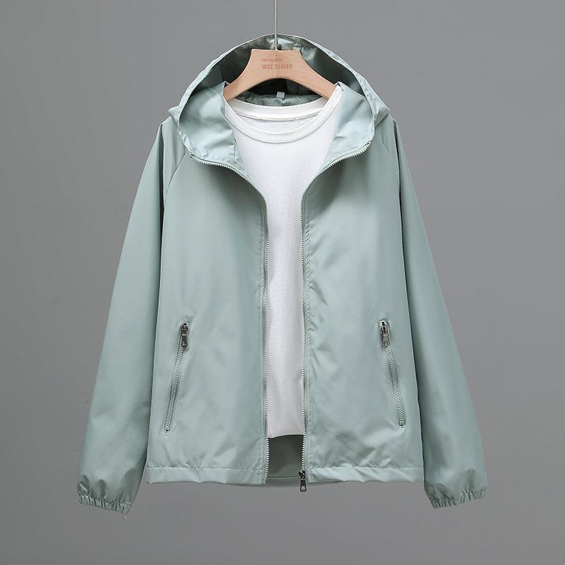 Spring and Autumn Women's Windproof Jacket Casual Hooded Top Loose Windbreaker Jacket