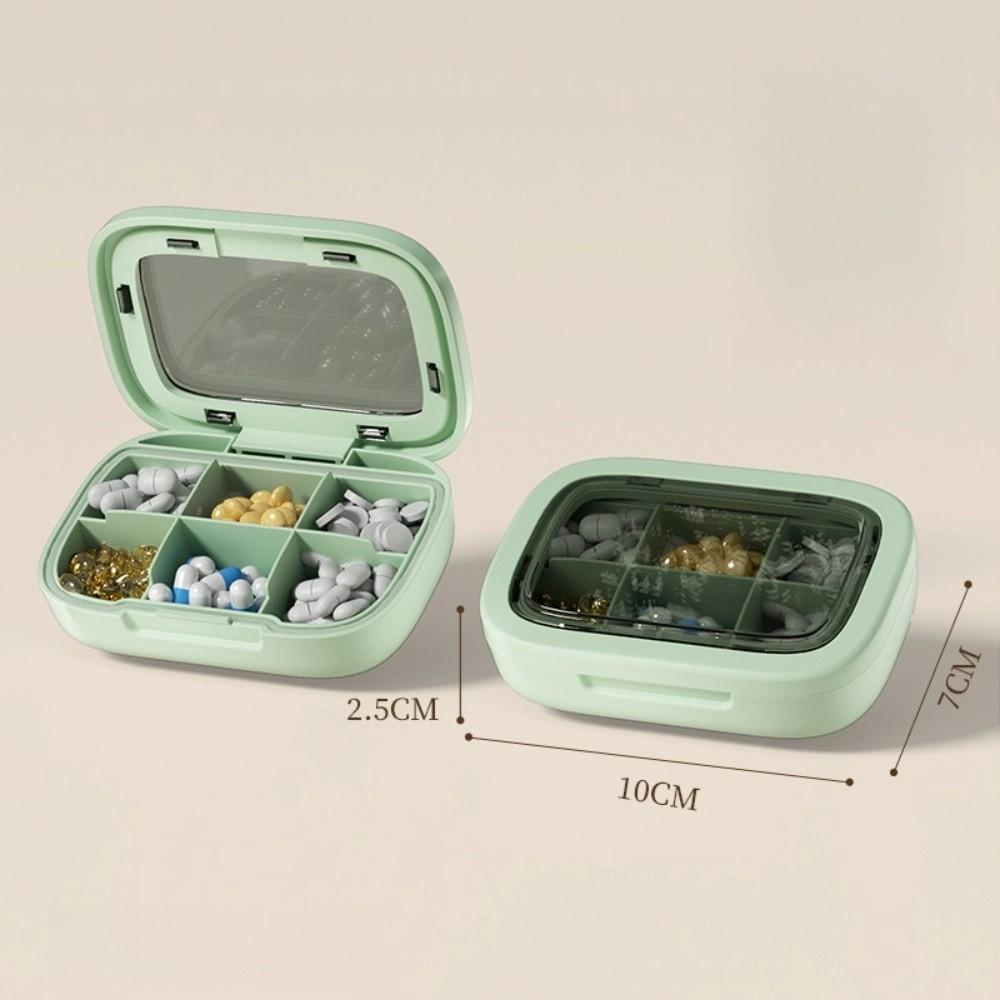 

Органайзер для таблеток с 4/6 отделениями, водонепроницаемый органайзер для лекарств, мини-контейнер для таблеток для витаминов 6 Grids-Green
