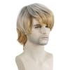 European and American Style Men's Fashion Front Lace Heat Resistant Daily Use Natural Looking Synthetic Fiber Light Golden Short Straight Wig