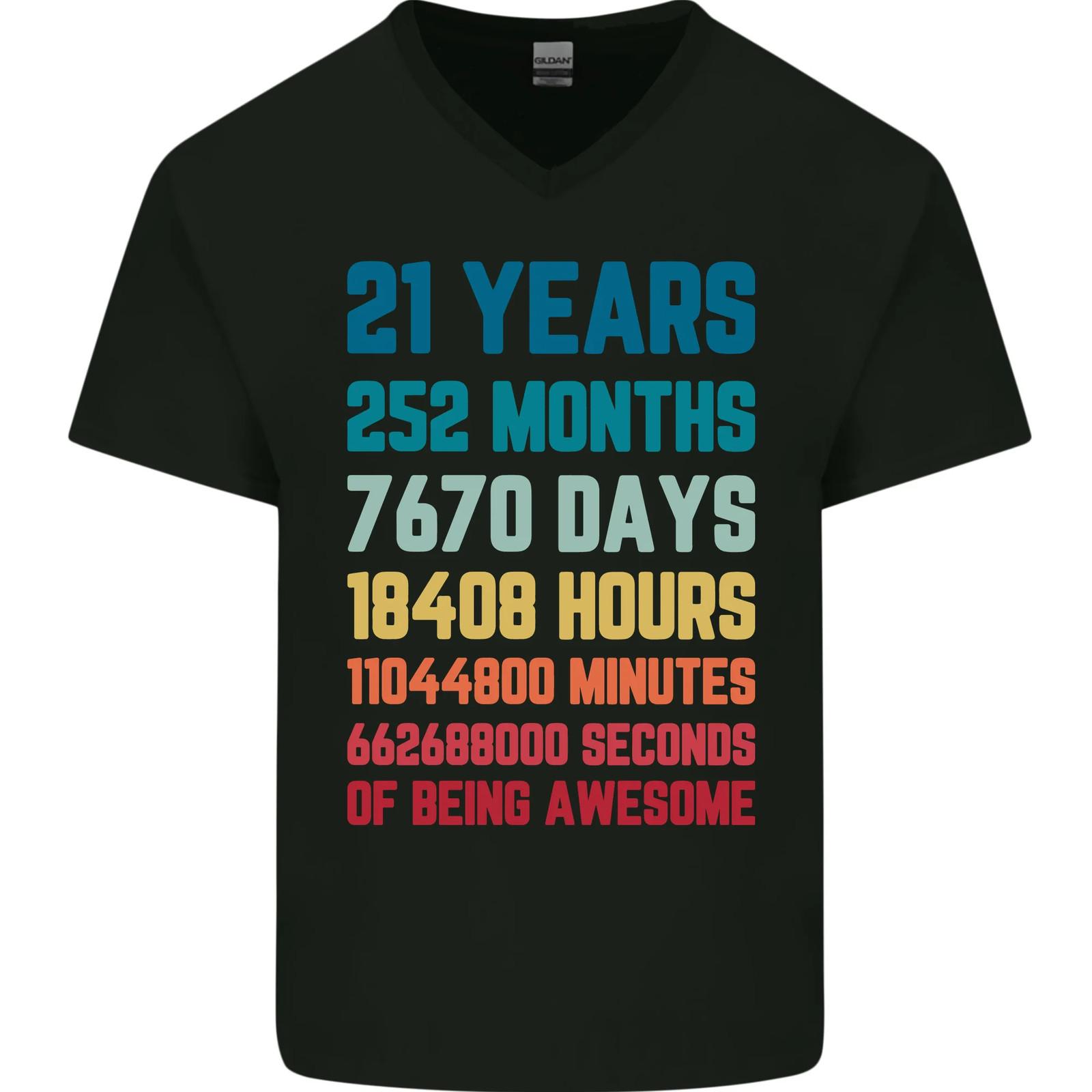21st Birthday 21 Year Old Mens V-Neck Cotton T-Shirt 2XL