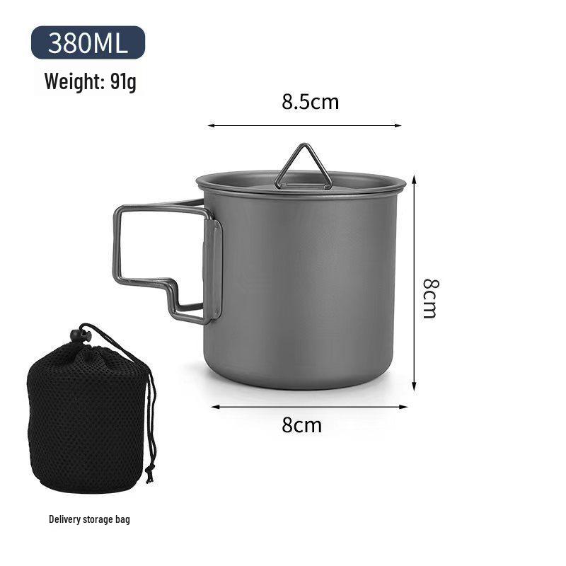 TA1 Titanium Outdoor Mug with Folding Handle - Portable Single-Layer Water, Coffee, and Tea Cup for Camping and Picnics