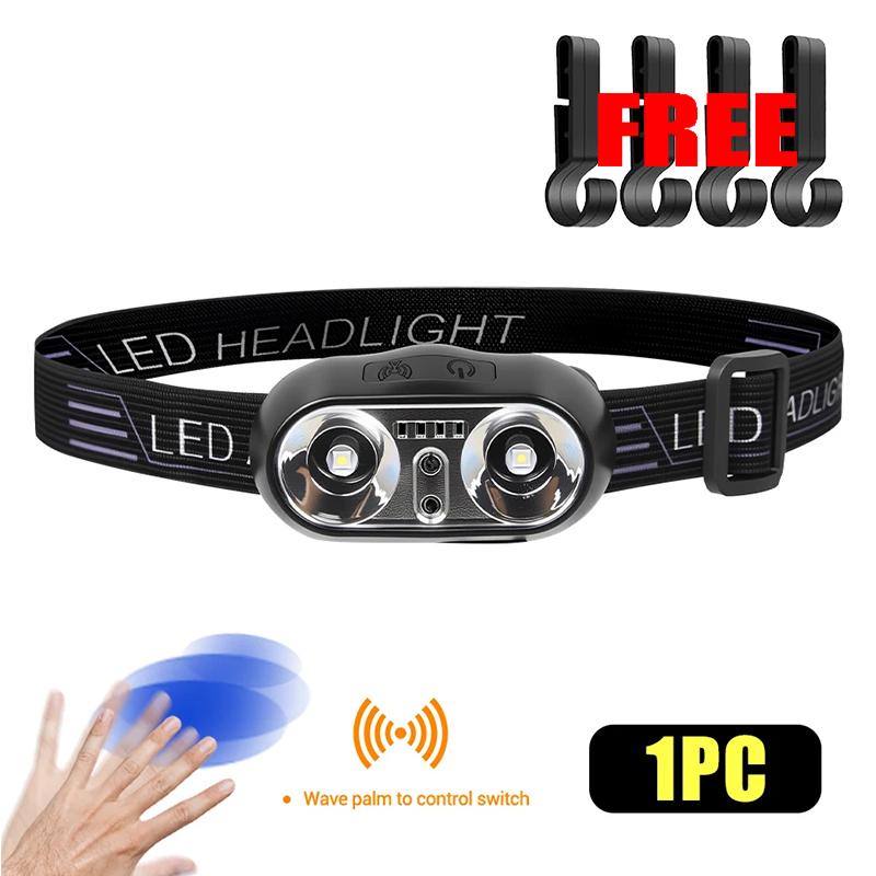 Portable XPE+LED Motion Sensor Headlight Rechargeable HeadLamp Flashlight Front Light for Camping Hiking Emergency Lantern Torch