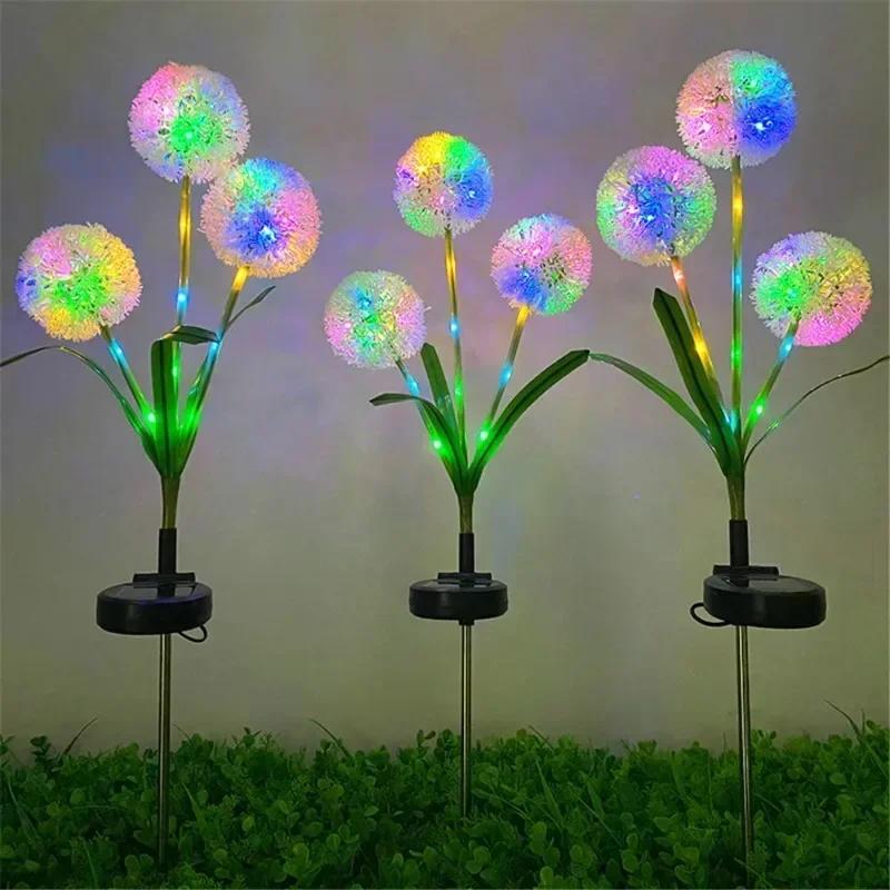 Solar Dandelion Flower Lights 3 Onion Head Outdoor Garden Decoration for Lawn Yard Wedding Christmas Decor