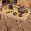 Bamboo Tea Tray Chinese Tea Cup Serving Table for Teahouse Home OfficeHandle Type