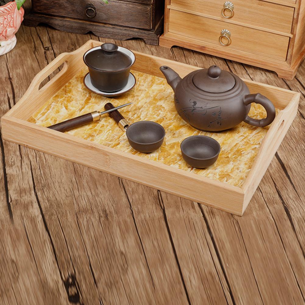 Bamboo Tea Tray Chinese Tea Cup Serving Table for Teahouse Home OfficeHandle Type