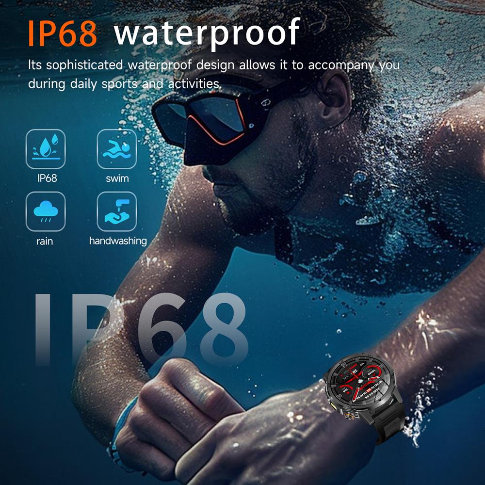 MEVADEN New 1.85 inch Men's Bluetooth Call Smart Watch Sports Fitness Tracker Heart Monitor LED Flashlight Smartwatch For Android IOS 1000mAh AK95