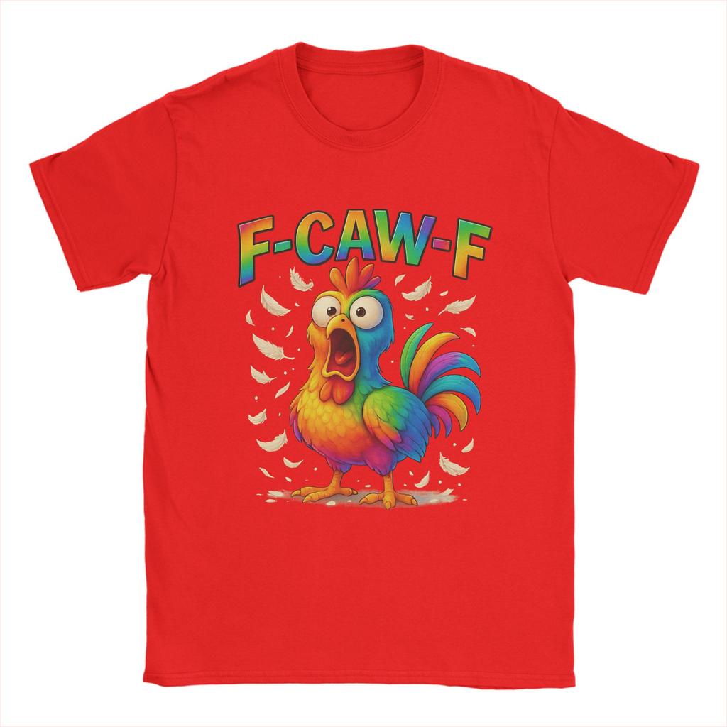 F-CAW-F Funny Chicken Humor Design Men T Shirt Casual Tee Shirt Short Sleeve Crew Neck T-Shirts Cotton Gift Idea Clothes