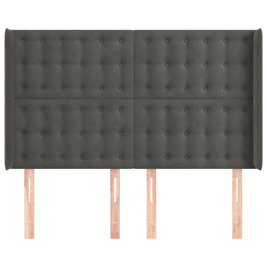 vidaXL Kopfteil mit Ohren Dunkelgrau 147x16x118/128 cm Samt