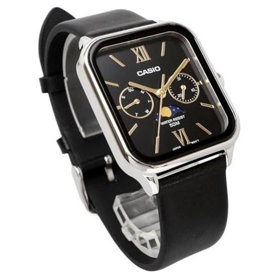 CASIO Standard Moon Phase Analog Mens Watch MTP-M305L-1A2V Black Leather Band Overseas Model