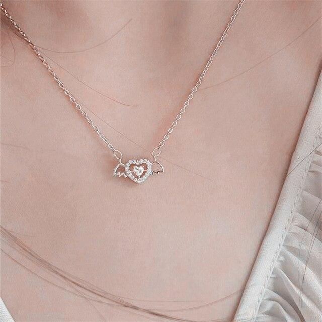 Cupid Heart Pendant Necklaces Little Angel Necklace Literary Clavicle Pendant Choker Necklace for Women Jewelry Accessories Gift