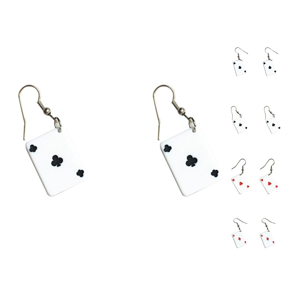 Women Funny Playing Card Drop Earrings Interesting Personlized Ear Hook Teenages Christmas Gifts Jewelry Eardrop