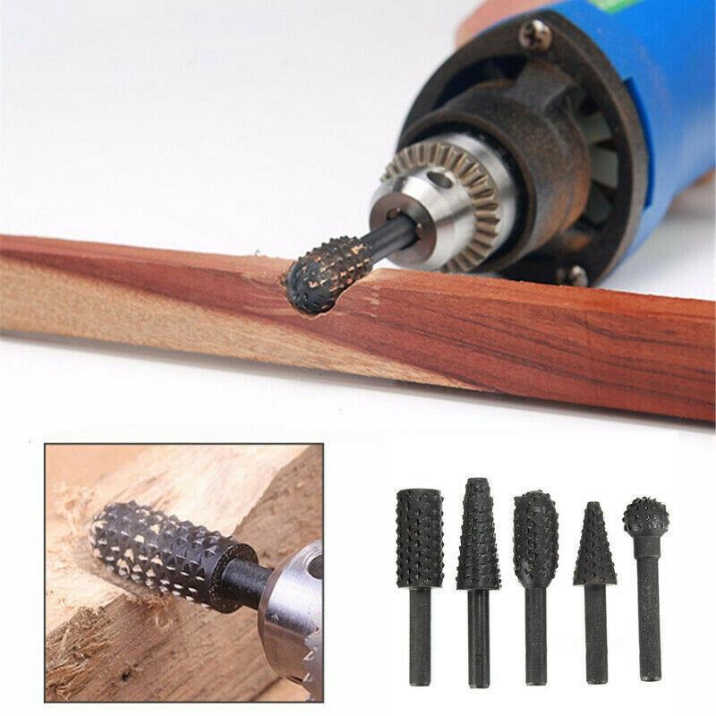 5PCS 1/4'' Drill Bit Rotary Set for Woodworking Knife Wood Carving Tool Carpentry Wood Cutting Tools WorkDrill Bit Set