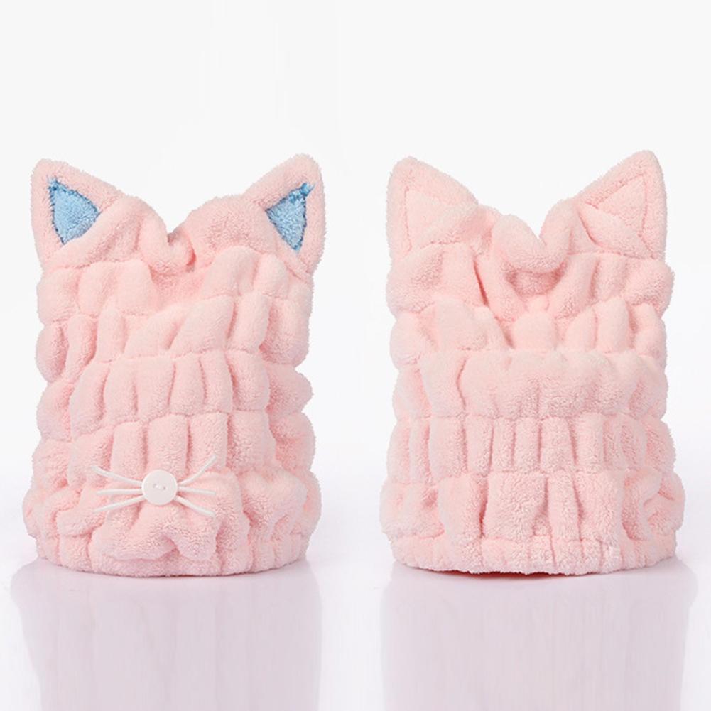 Hair Drying Adjustable Cap Hair Wrap Towel Cute Bath Hair Hat With Ears Cat