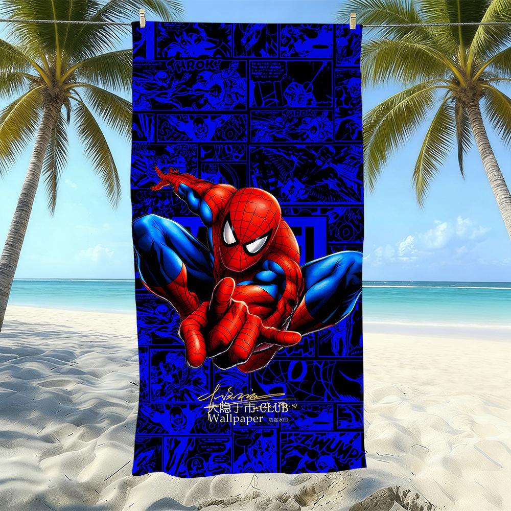 Toalla de Playa con Estampado de Dibujos Animados de Marvel Spider-Man, Natación en la Costa, Secado Rápido, Suave y Agradable para la Piel, Playa de Vacaciones
