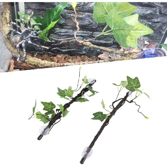 Reptile Corner Branch, 2 Pcs Plastic Strong Durable Imitation Bendable Jungle Climbing Vine Suction Cup Design Flexible Terrarium Plant Decoration