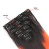 Extensii de Păr cu Clips 7 Bucăți cu 16 Clipsuri Păr Scurt Drept Piese de Păr Culoare Ombre Negru Portocaliu