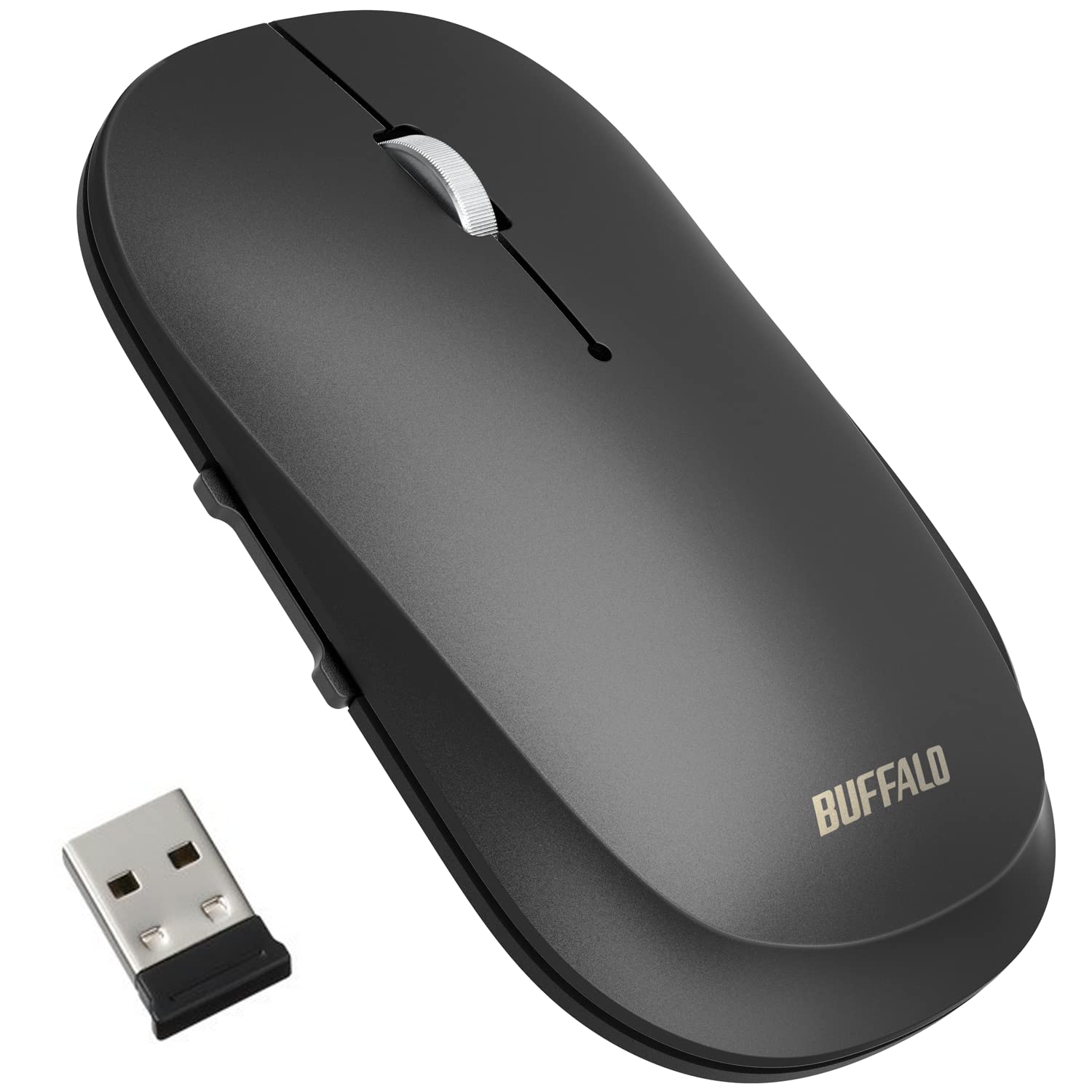 

Buffalo Wireless Mobile Mouse Receiver Included FLEXUS Thin and Light 5 Buttons with Wireless Quiet BlueLED MIL Standard Compliant DPI Switching чорний